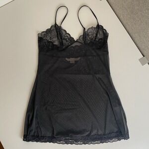 Victoria's Secret Black‎ Lace Cami Negligée Tank Women's Small Sexy Sheer